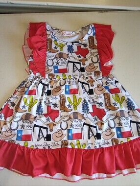 Clover Cottage Texas Lone Star State Boutique Ruffle Western Dress 18-24M
